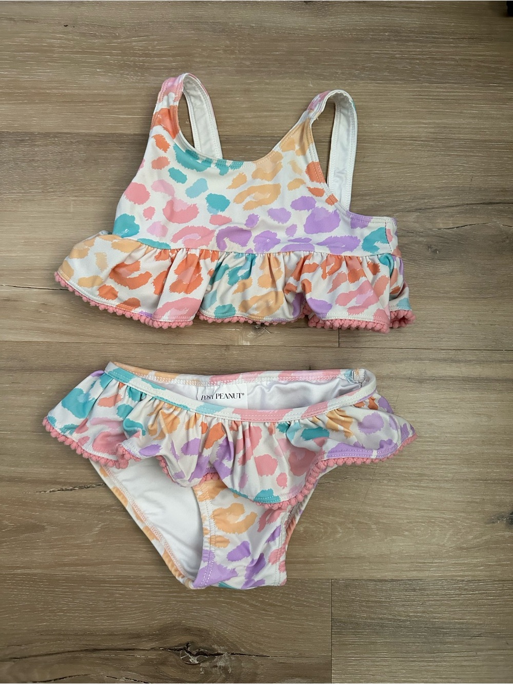 Posh Peanut Rainbow Leopard Cheetah Print Ruffle Bikini